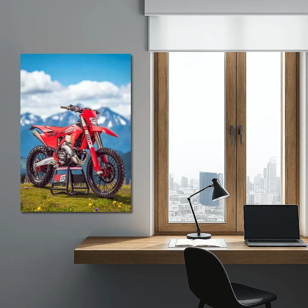 GASGAS Red Dirt Bike Alpine Mountain Backdrop – Wall Art