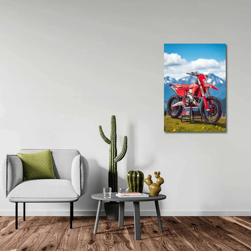 GASGAS Red Dirt Bike Alpine Mountain Backdrop – Wall Art