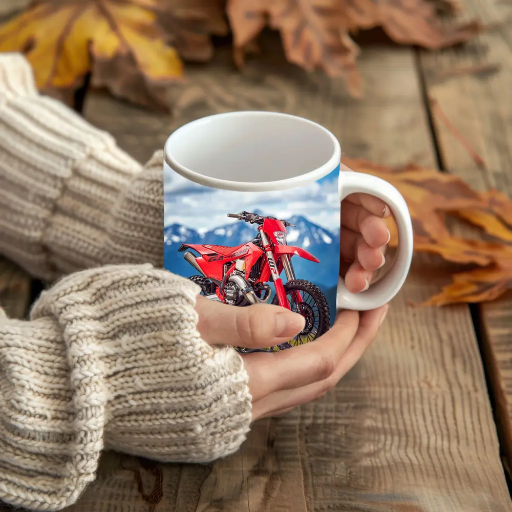 GASGAS Red Dirt Bike Alpine Mountain Backdrop – Mugs