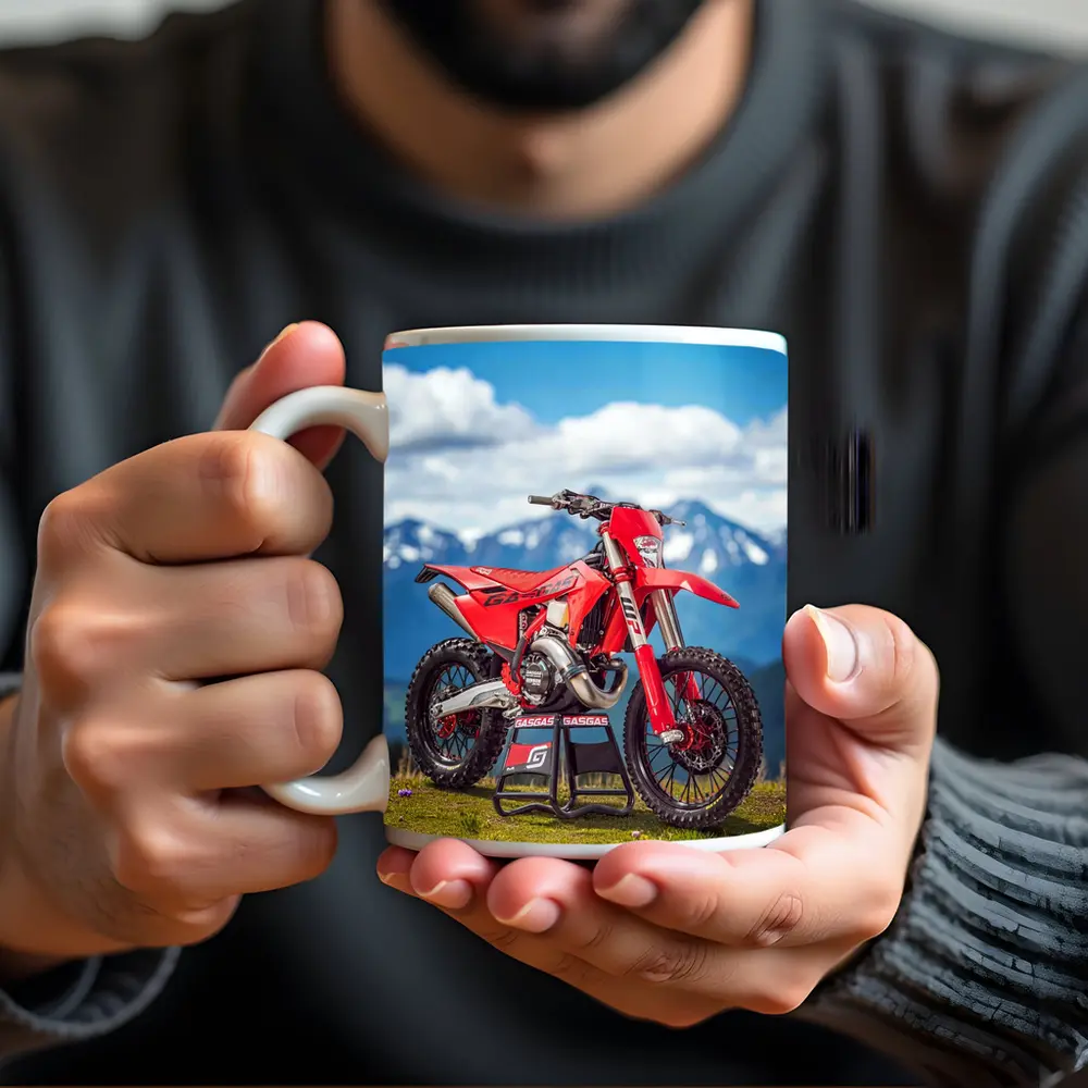 GASGAS Red Dirt Bike Alpine Mountain Backdrop – Mugs