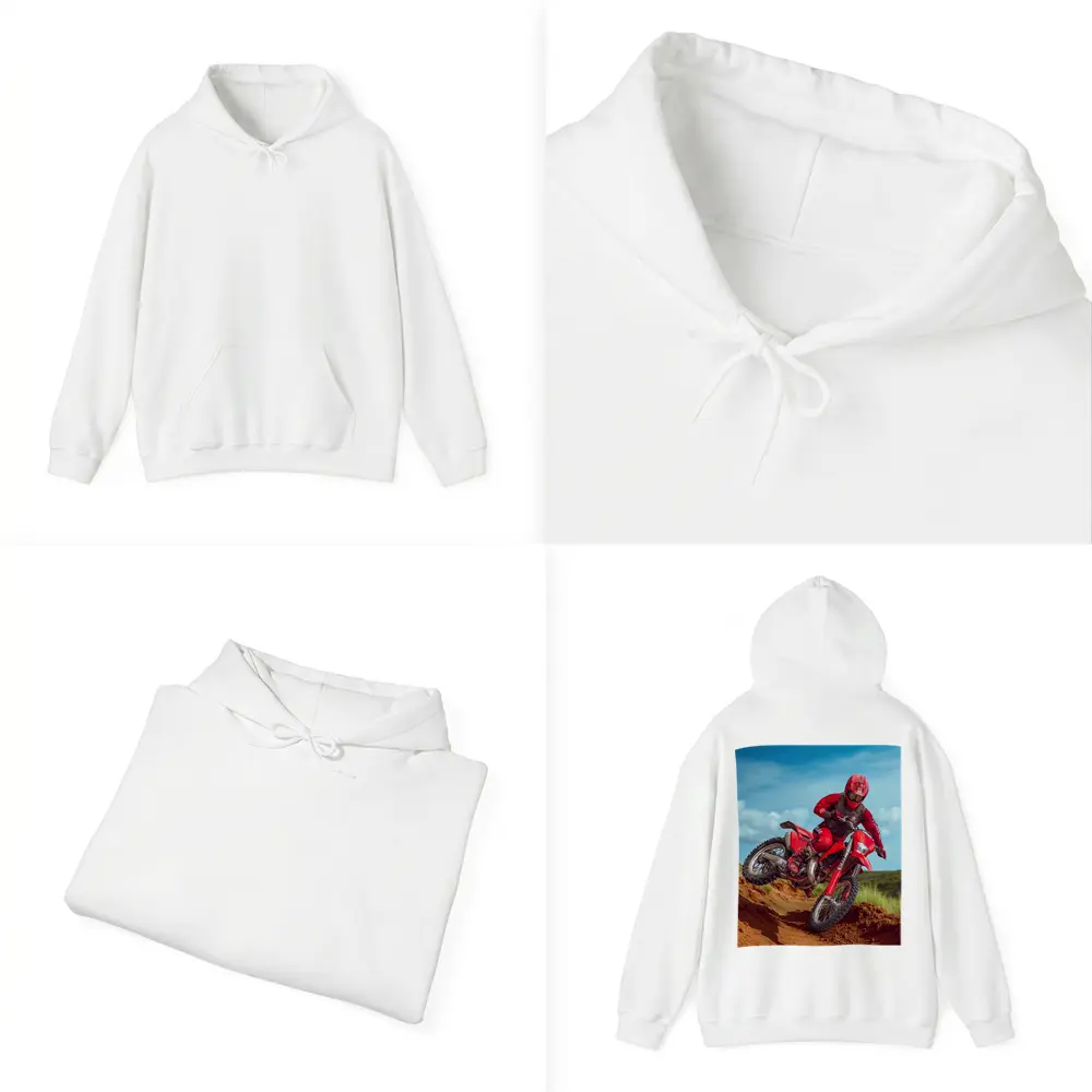 Red Dirt Bike Rider Sandy Motocross Track – Hoodies
