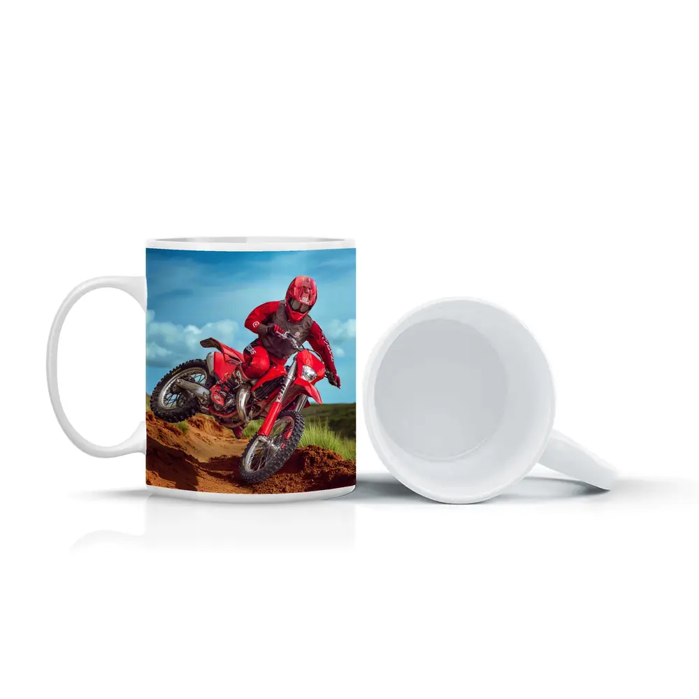 Red Dirt Bike Rider Sandy Motocross Track – Mugs