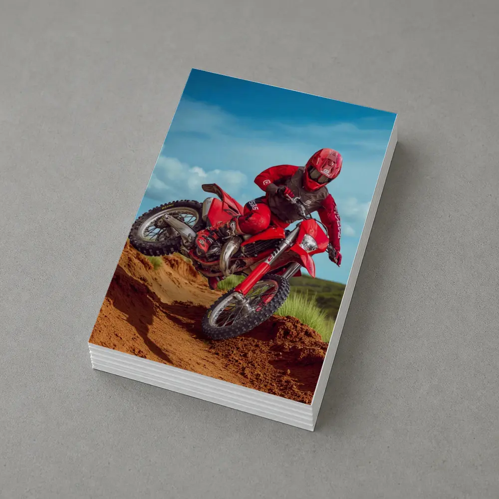 Red Dirt Bike Rider Sandy Motocross Track – Postcards