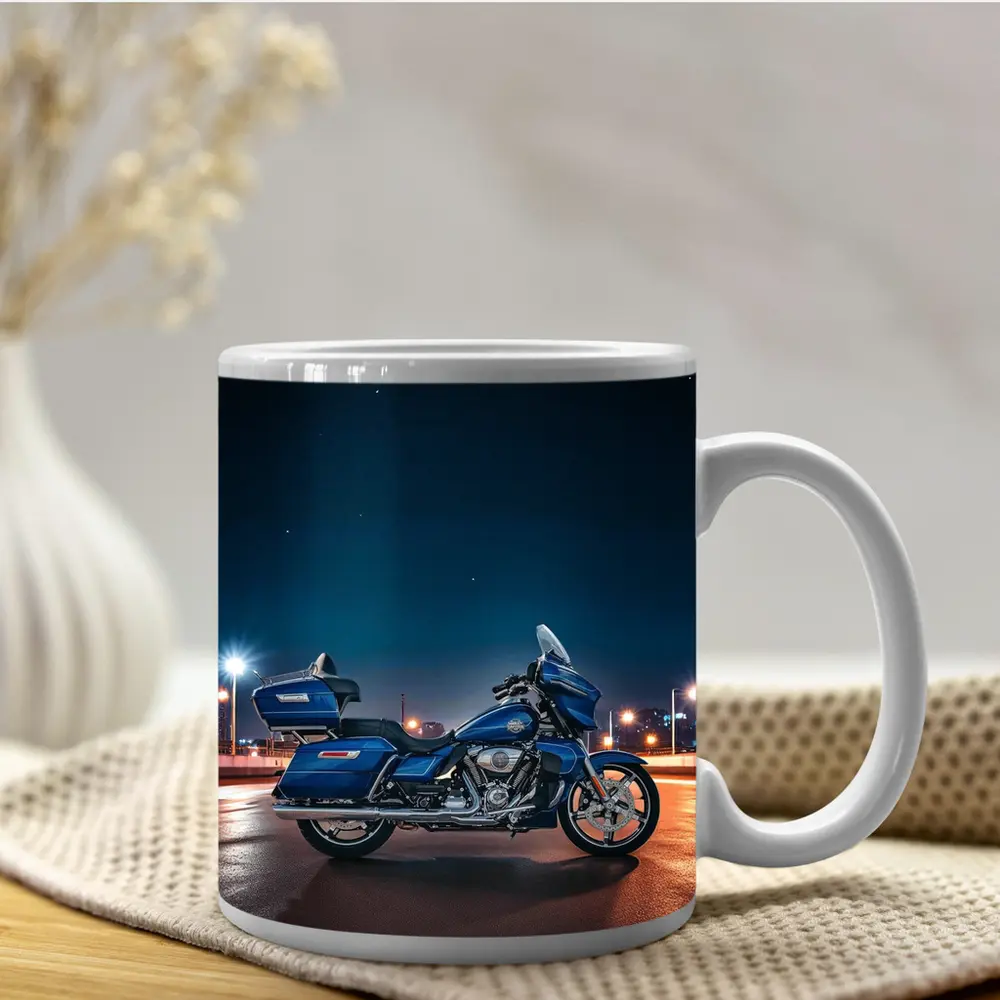 Harley Davidson Touring Motorcycle Blue Night City – Mugs