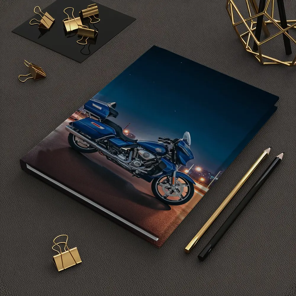 Harley Davidson Touring Motorcycle Blue Night City – Notebooks