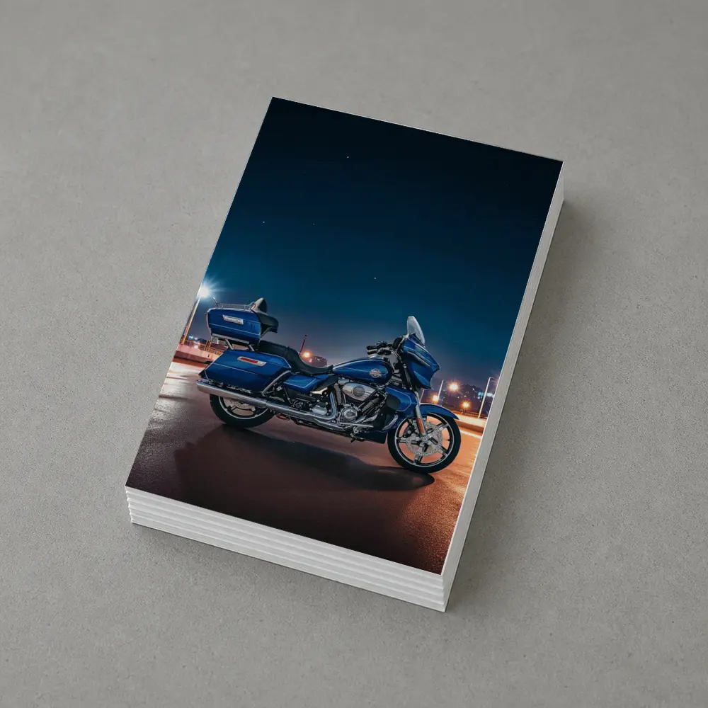 Harley Davidson Touring Motorcycle Blue Night City – Postcards