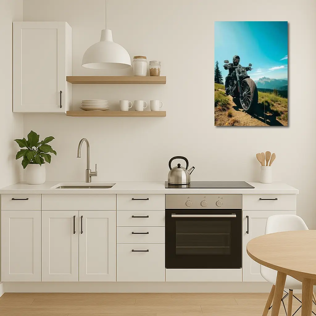 Harley Davidson Cruiser Motorcycle Mountain Landscape – Wall Art