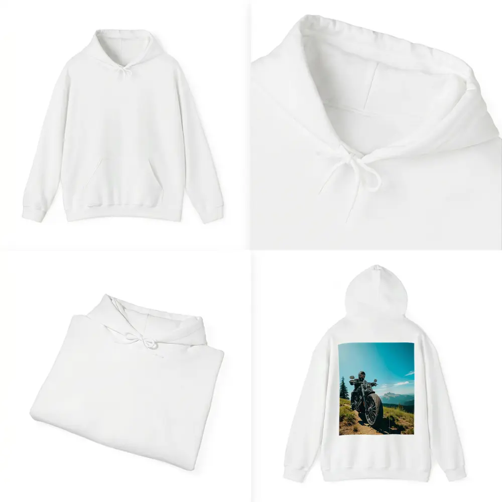 Harley Davidson Cruiser Motorcycle Mountain Landscape – Hoodies