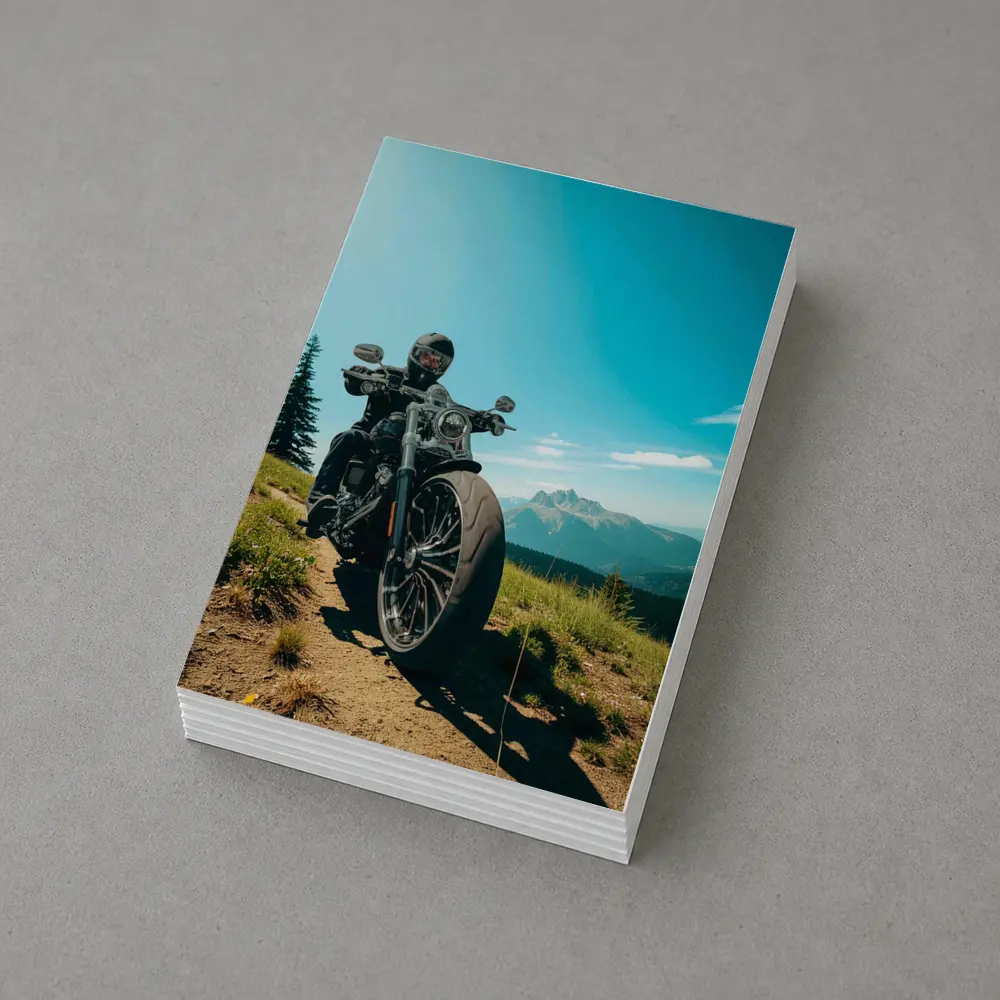 Harley Davidson Cruiser Motorcycle Mountain Landscape – Postcards