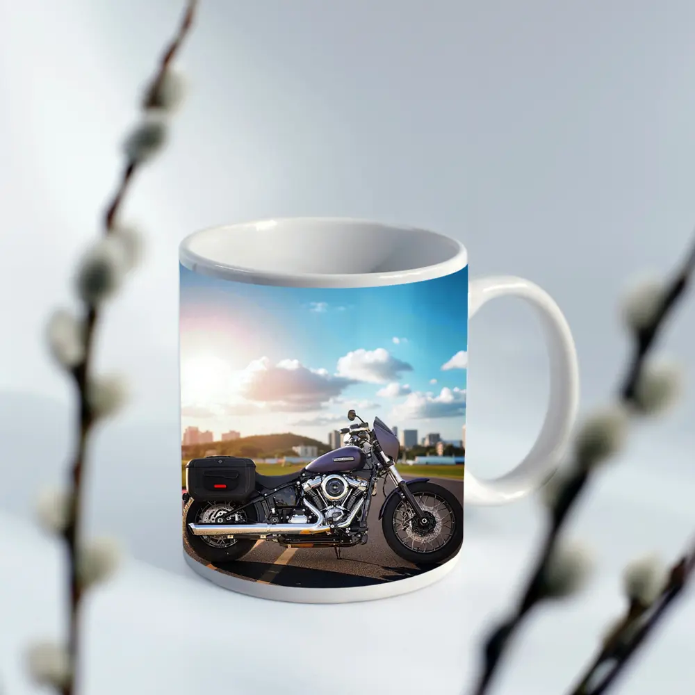 Harley Davidson Cruiser Motorcycle City Skyline – Mugs