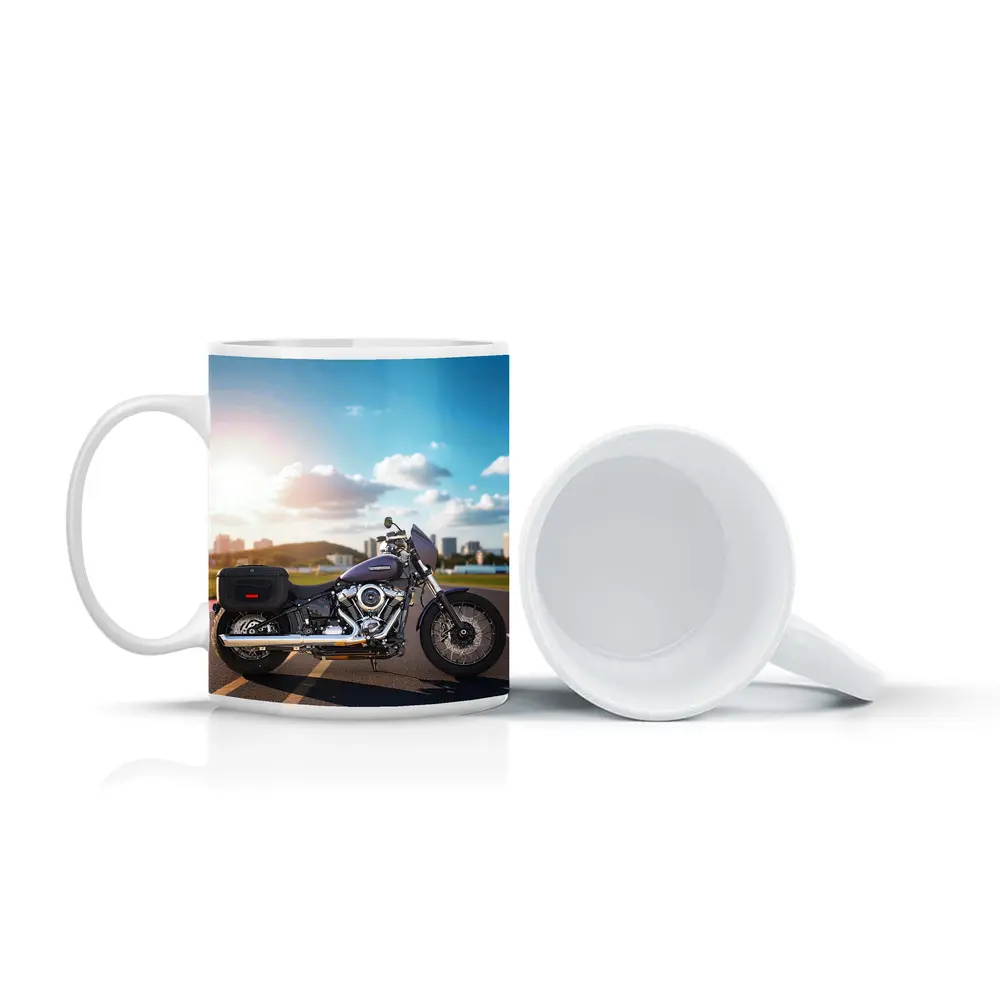 Harley Davidson Cruiser Motorcycle City Skyline – Mugs