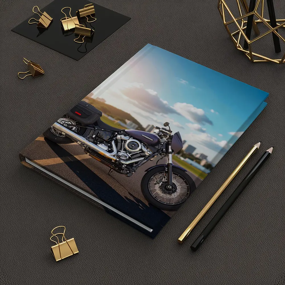 Harley Davidson Cruiser Motorcycle City Skyline – Notebooks