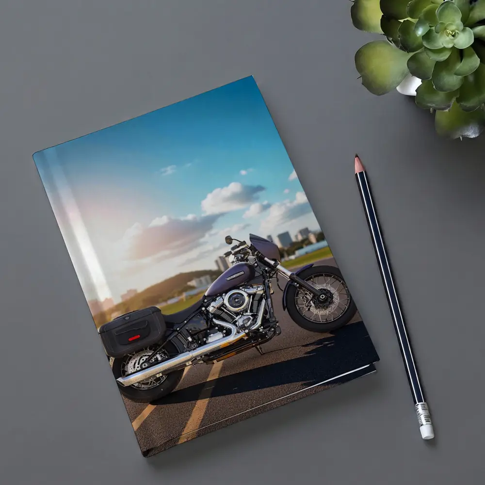 Harley Davidson Cruiser Motorcycle City Skyline – Notebooks