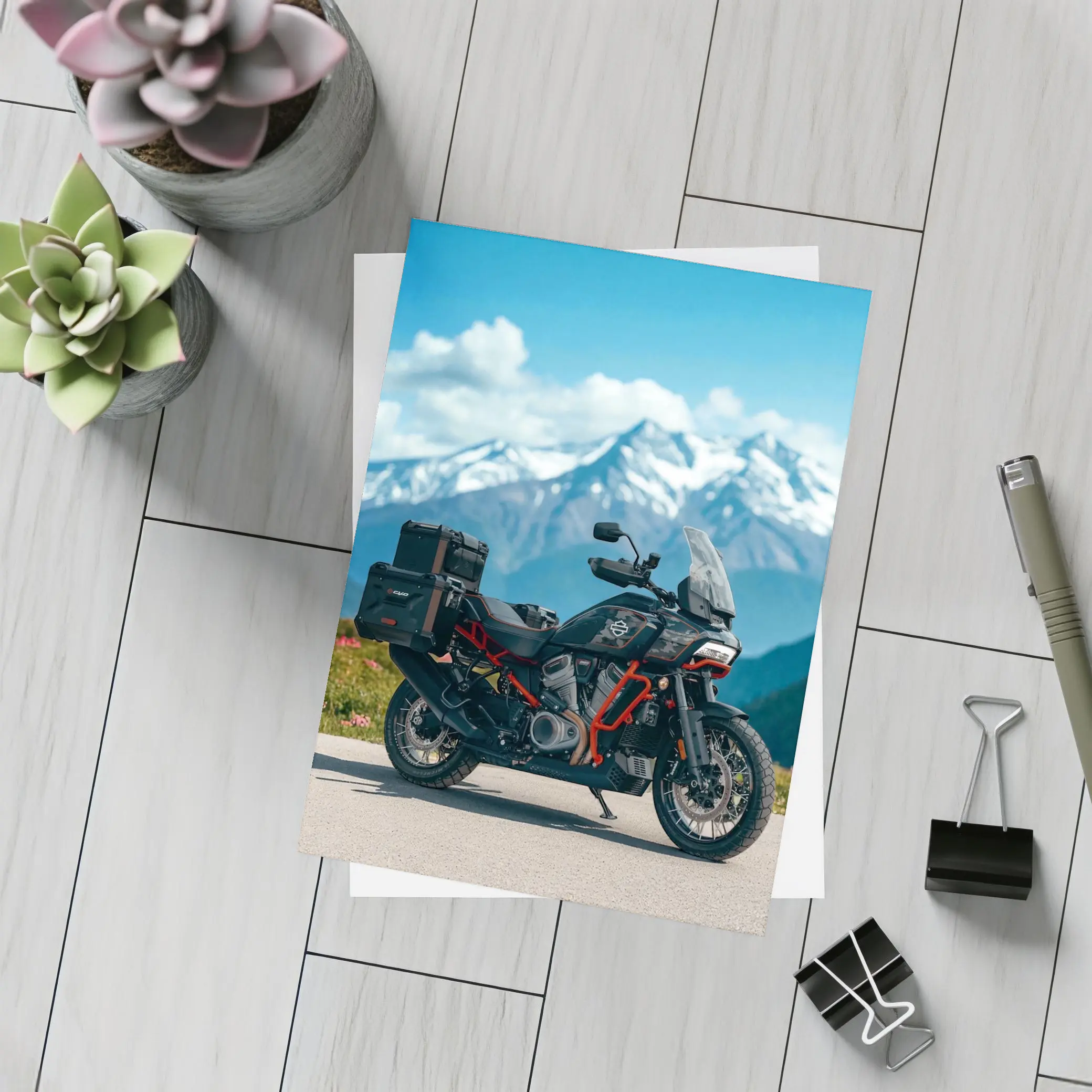 Harley Davidson Adventure Bike Mountain Pass – Postcards