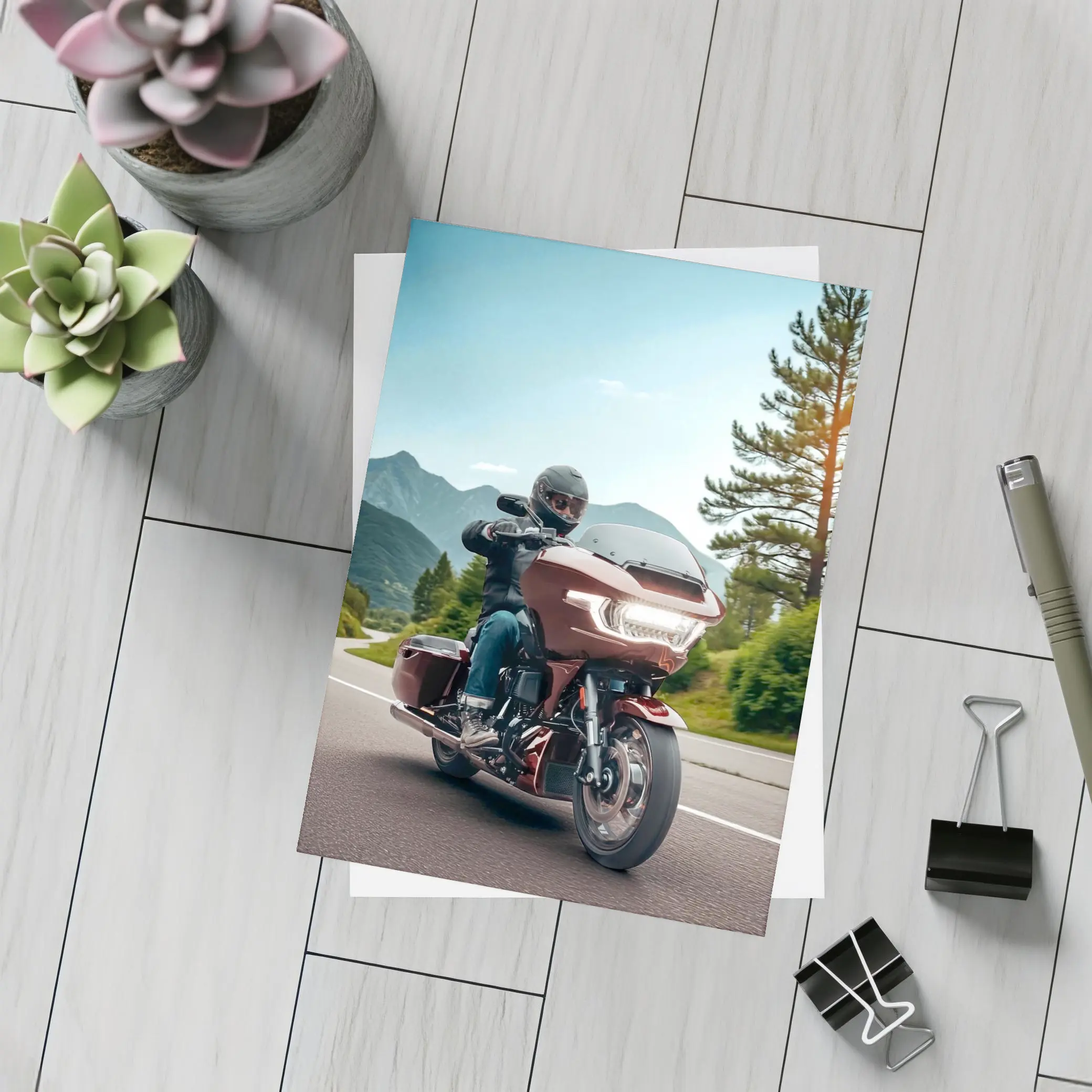 Harley Davidson Touring Motorcycle Mountain Road Ride – Postcards