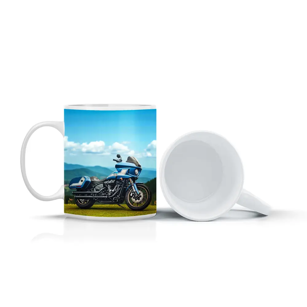 Harley Davidson Low Rider Blue Mountains Background – Mugs