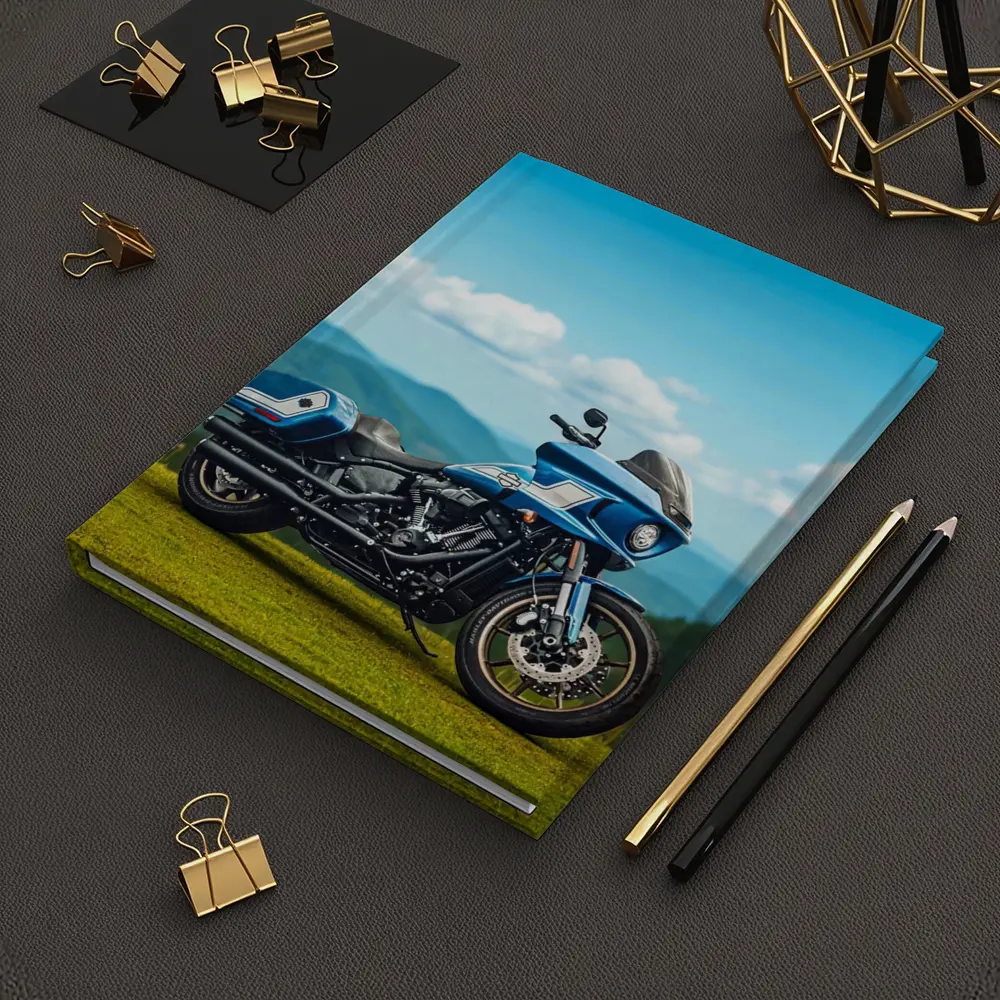 Harley Davidson Low Rider Blue Mountains Background – Notebooks