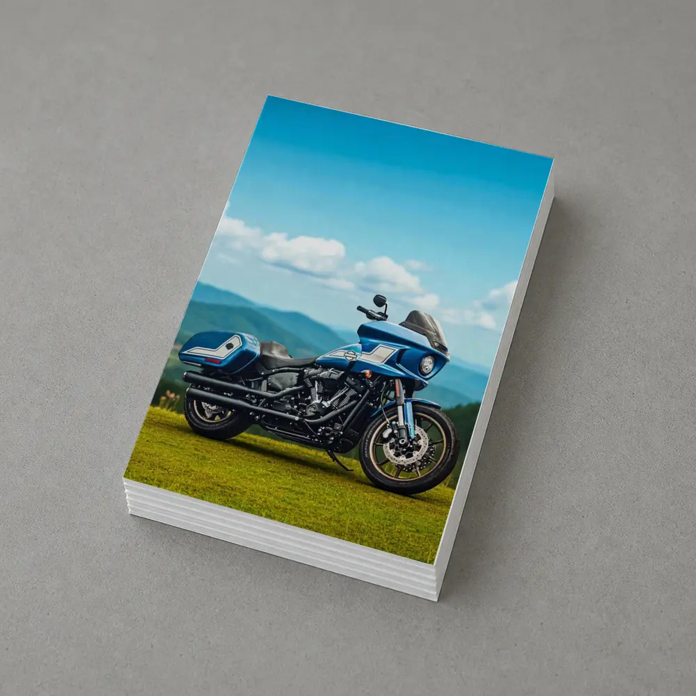 Harley Davidson Low Rider Blue Mountains Background – Postcards