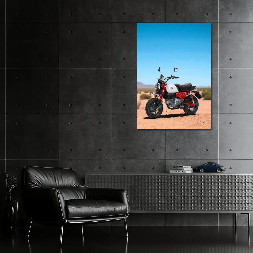 Honda Monkey Bike Red and White Desert Landscape – Wall Art