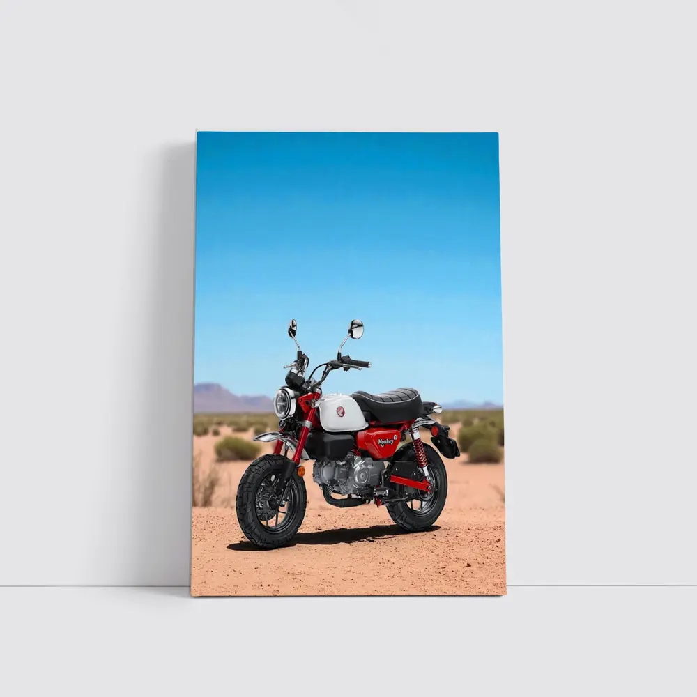 Honda Monkey Bike Red and White Desert Landscape – Wall Art