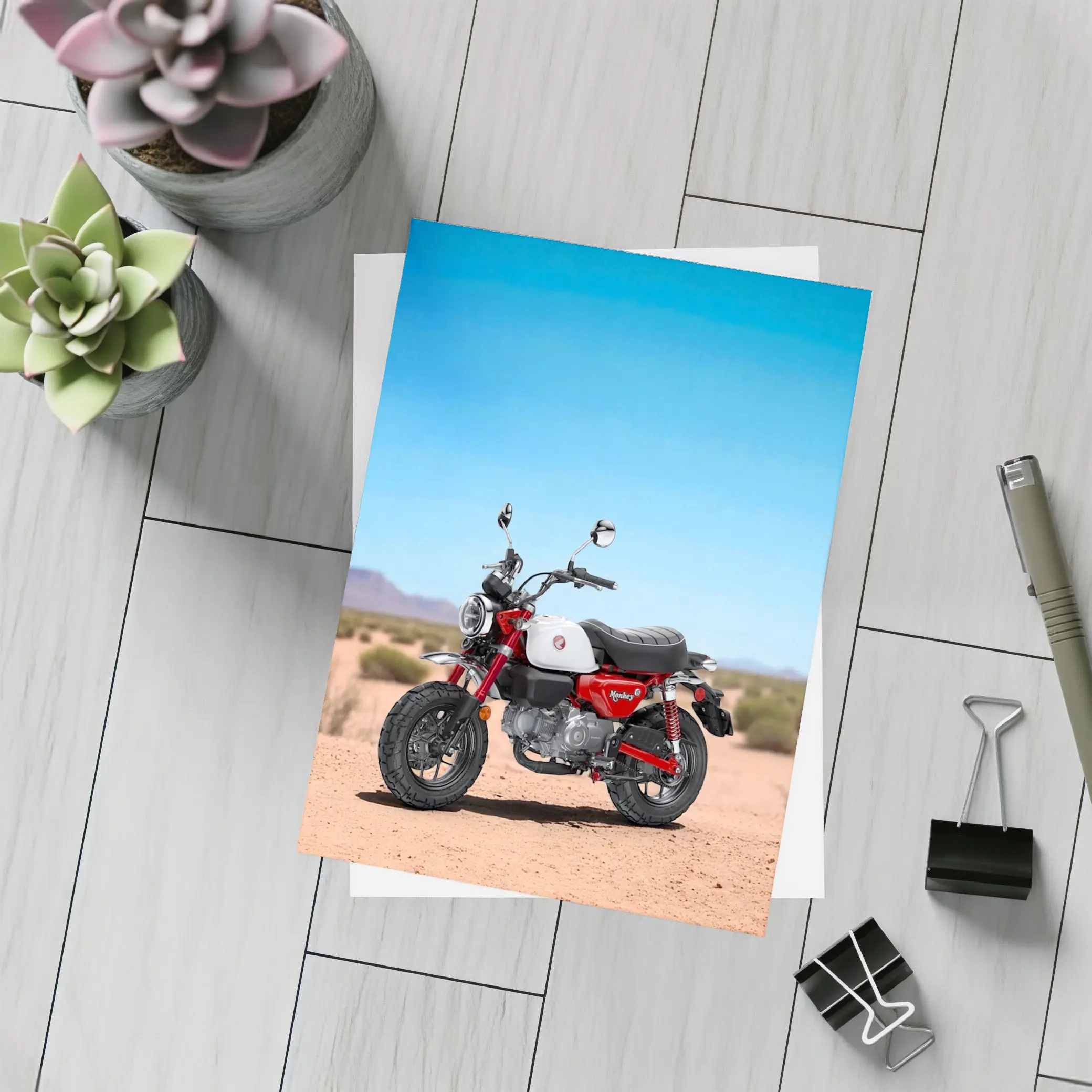 Honda Monkey Bike Desert Landscape – Postcards