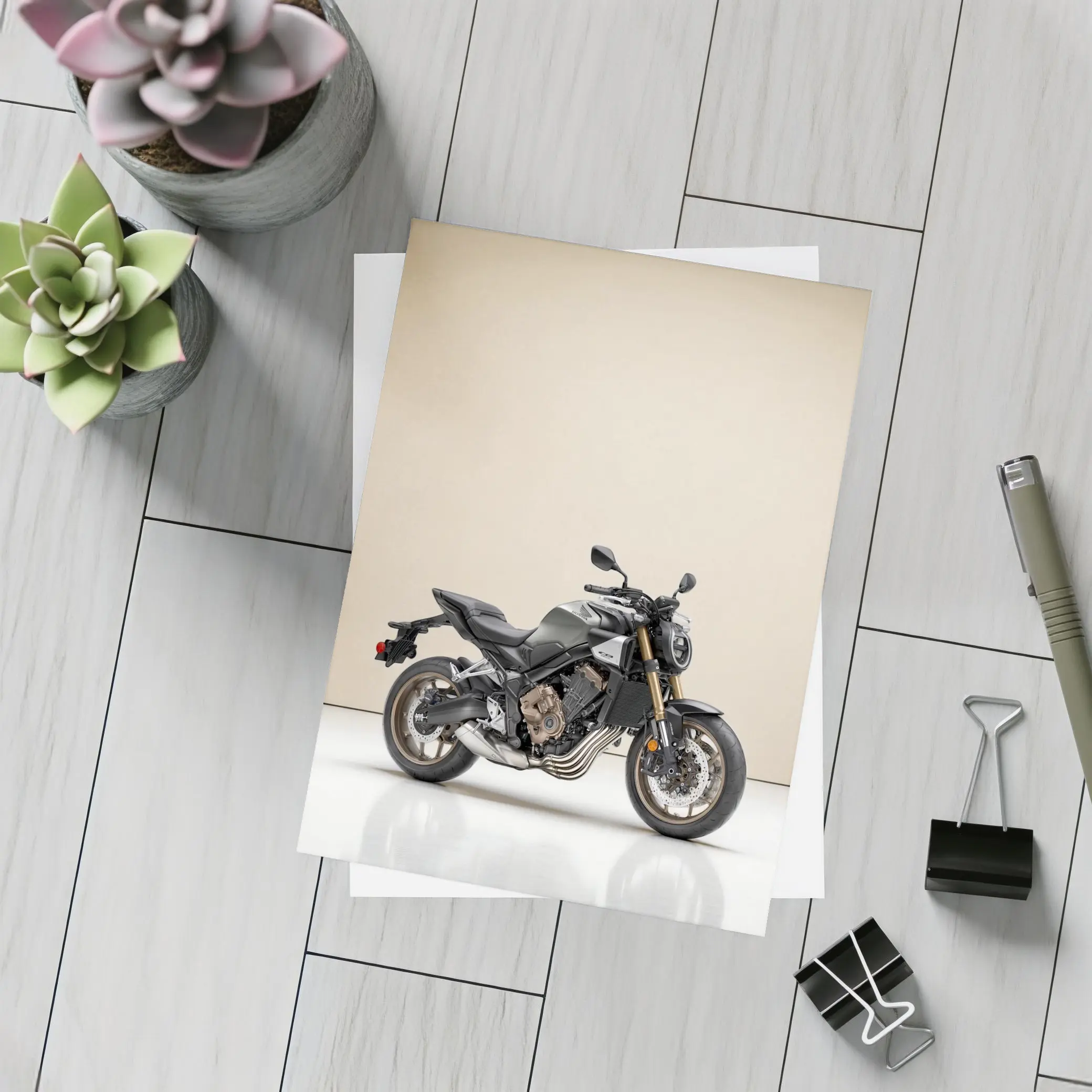Honda CB650R Naked Bike Beige Studio – Postcards