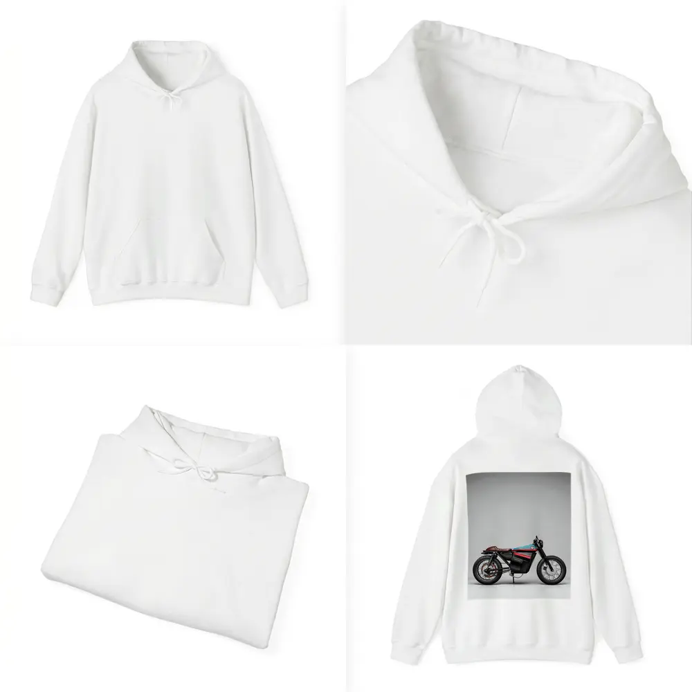 Electric Cafe Racer Motorcycle Gray Studio Background – Hoodies
