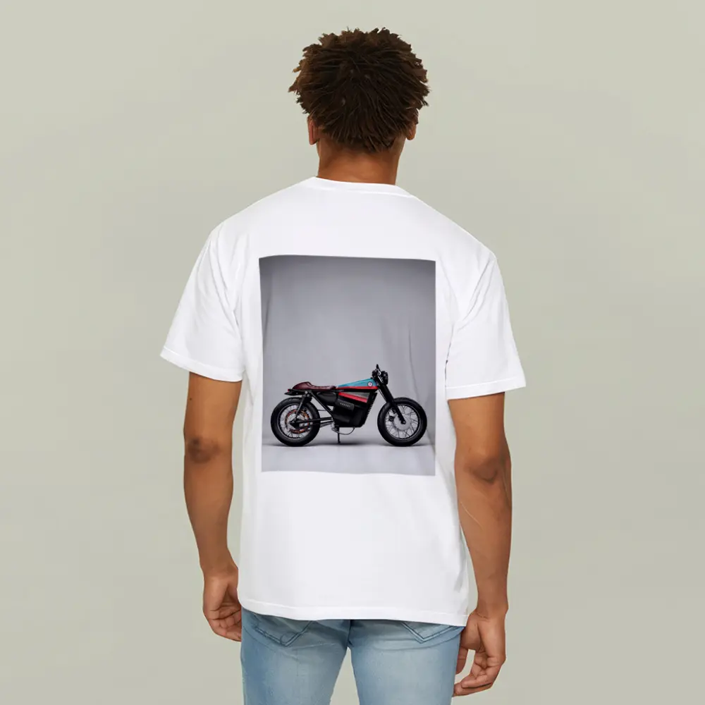 Electric Cafe Racer Motorcycle Gray Studio Background – T-Shirts