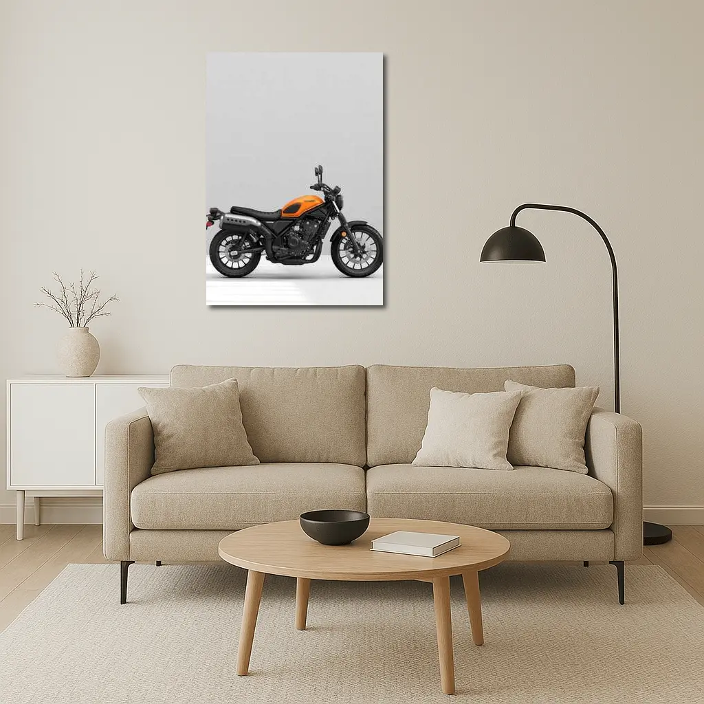 Honda Scrambler Motorcycle Orange on Gray – Wall Art