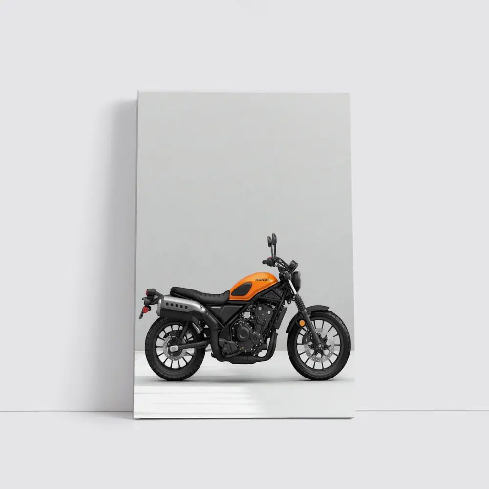 Honda Scrambler Motorcycle Orange on Gray – Wall Art