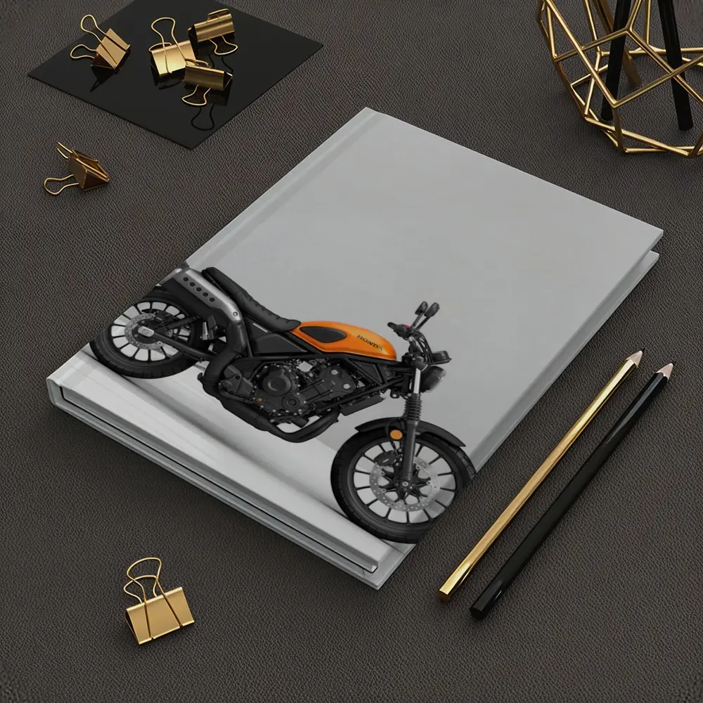 Honda Scrambler Motorcycle Orange on Gray – Notebooks