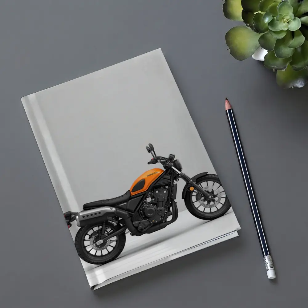 Honda Scrambler Motorcycle Orange on Gray – Notebooks