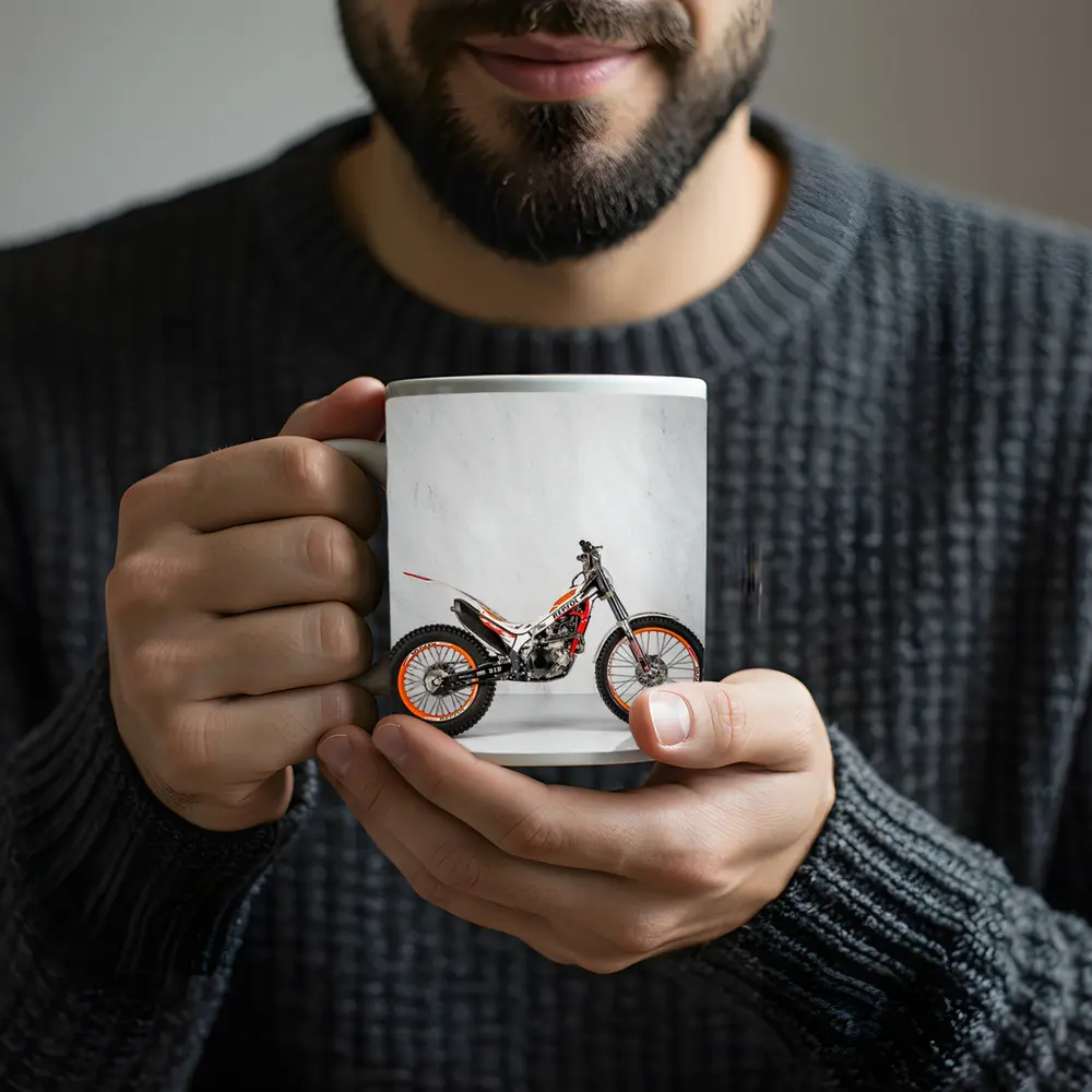 Honda Repsol Trial Motorcycle White Studio Background – Mugs
