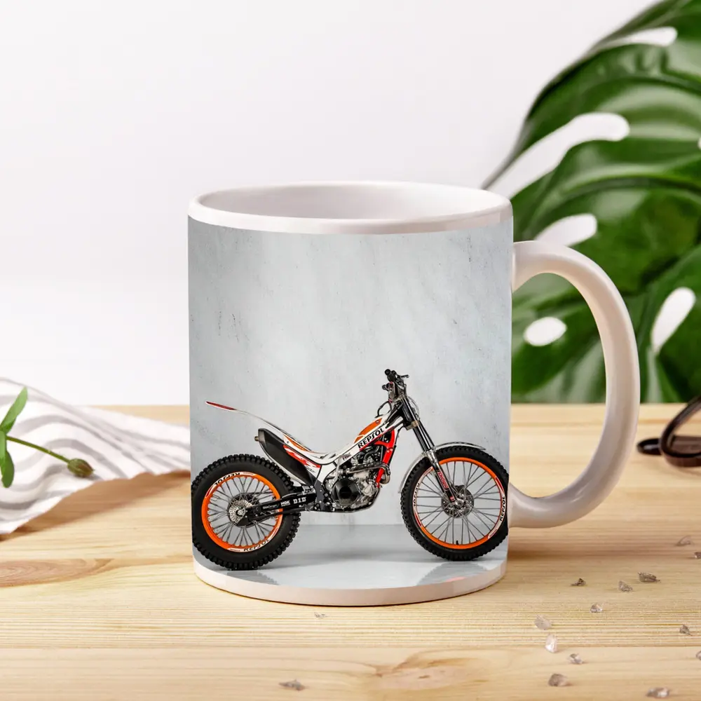 Honda Repsol Trial Motorcycle White Studio Background – Mugs