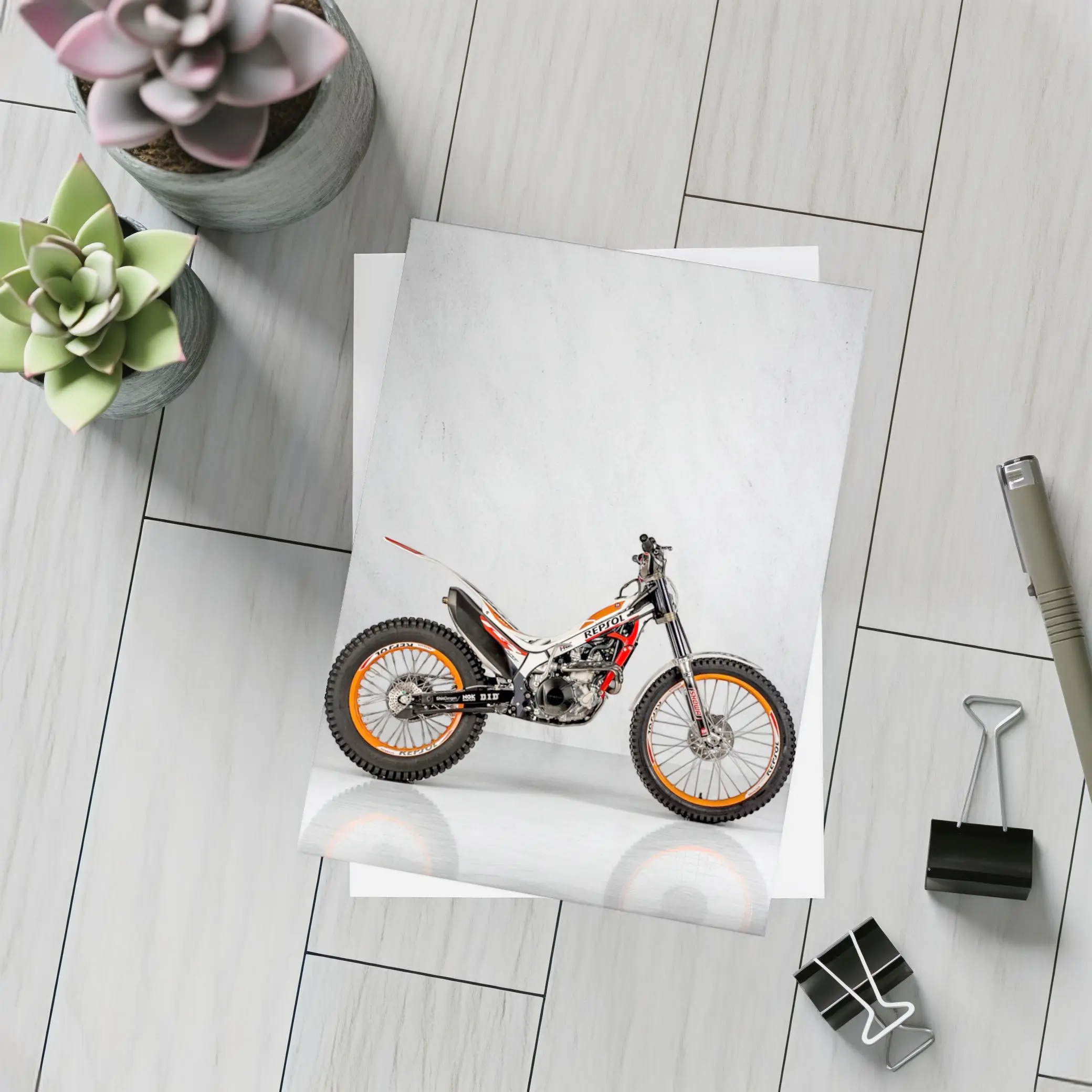 Honda Repsol Trial Motorcycle White Studio Background – Postcards