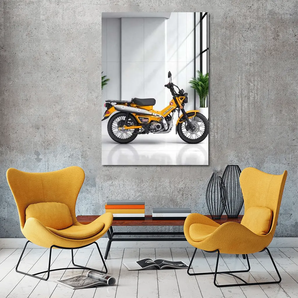 Honda Trail CT125 Orange Motorcycle White Studio – Wall Art