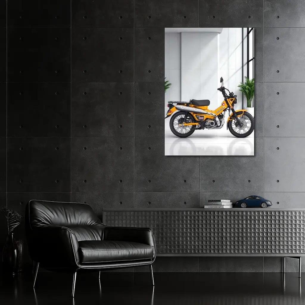 Honda Trail CT125 Orange Motorcycle White Studio – Wall Art