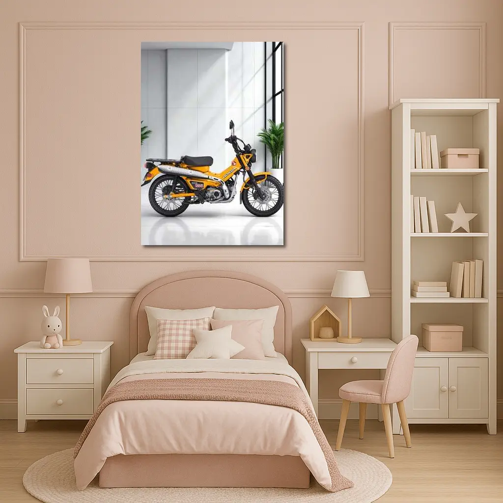 Honda Trail CT125 Orange Motorcycle White Studio – Wall Art