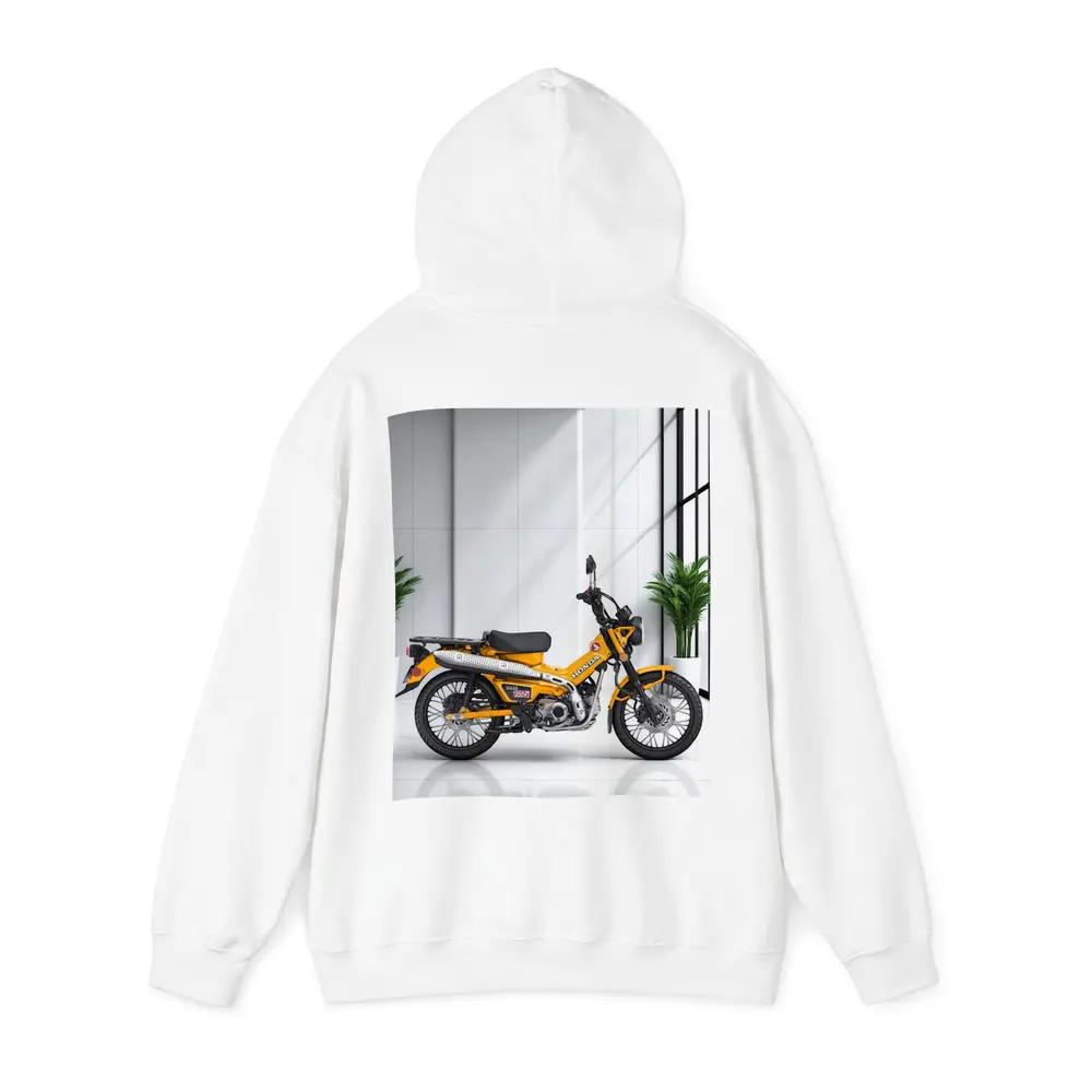 Honda Trail CT125 Orange Motorcycle White Studio – Hoodies