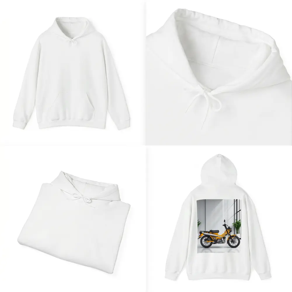 Honda Trail CT125 Orange Motorcycle White Studio – Hoodies