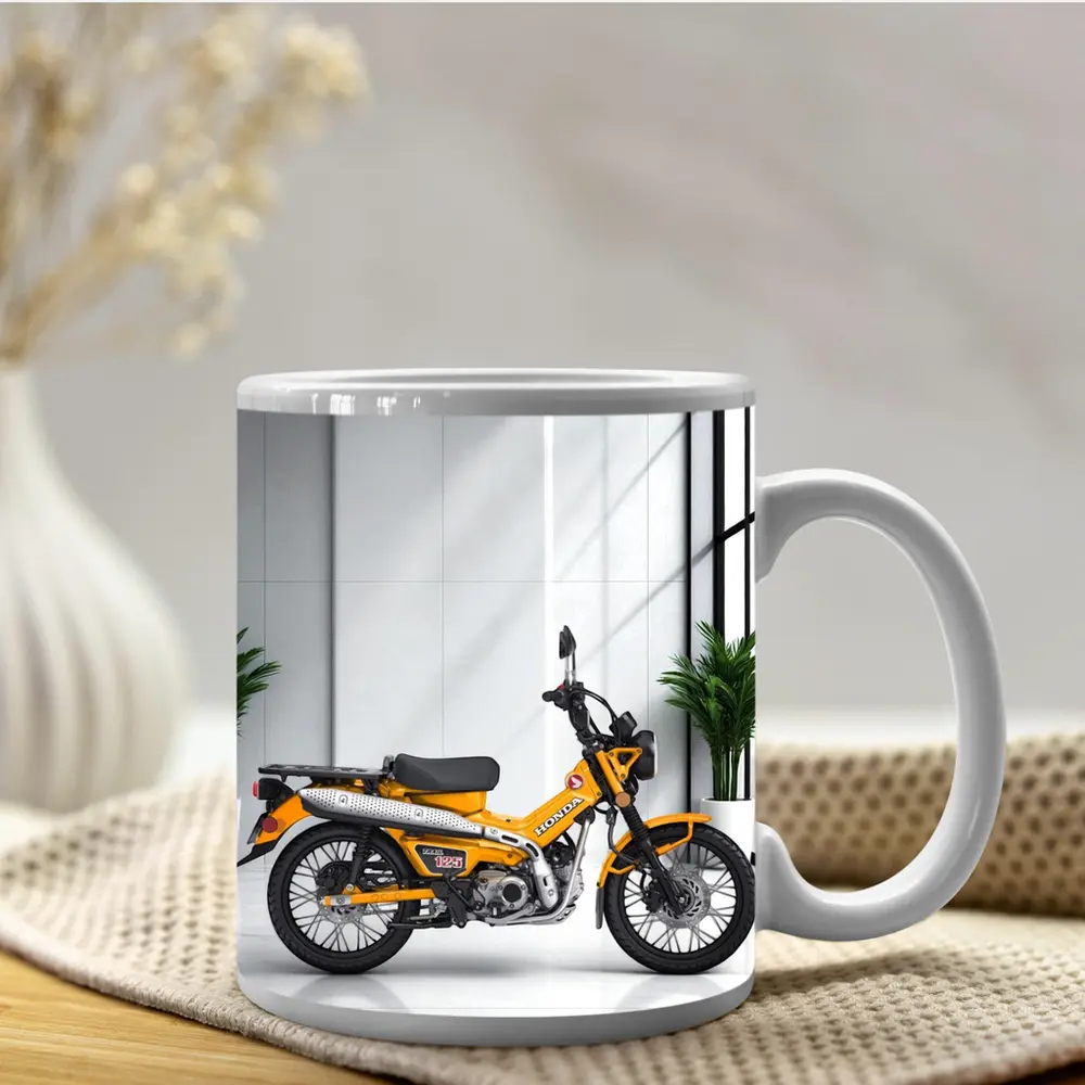 Honda Trail CT125 Orange Motorcycle White Studio – Mugs
