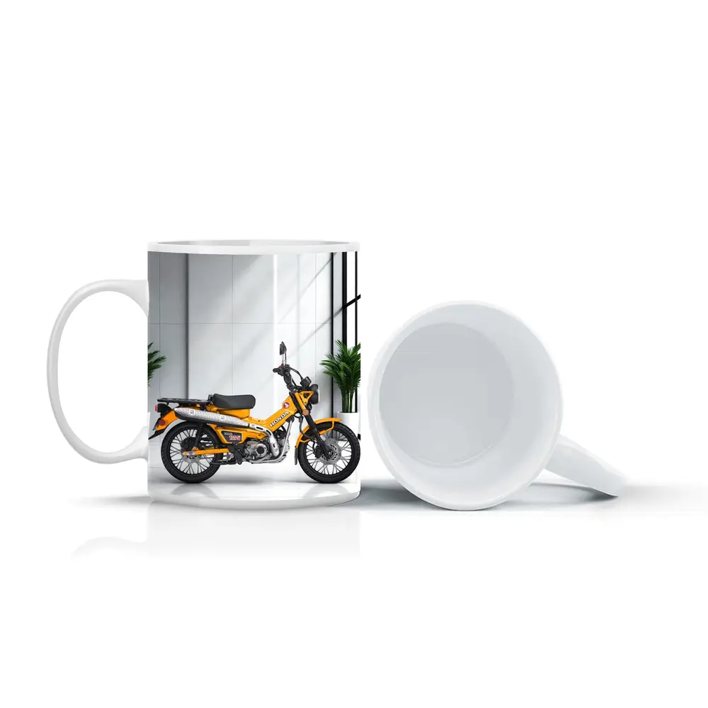 Honda Trail CT125 Orange Motorcycle White Studio – Mugs