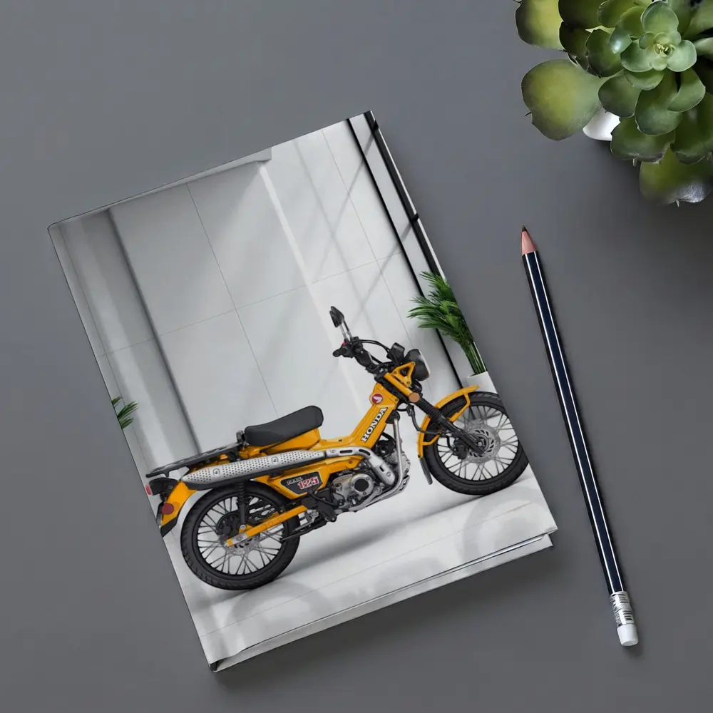 Honda Trail CT125 Orange Motorcycle White Studio – Notebooks