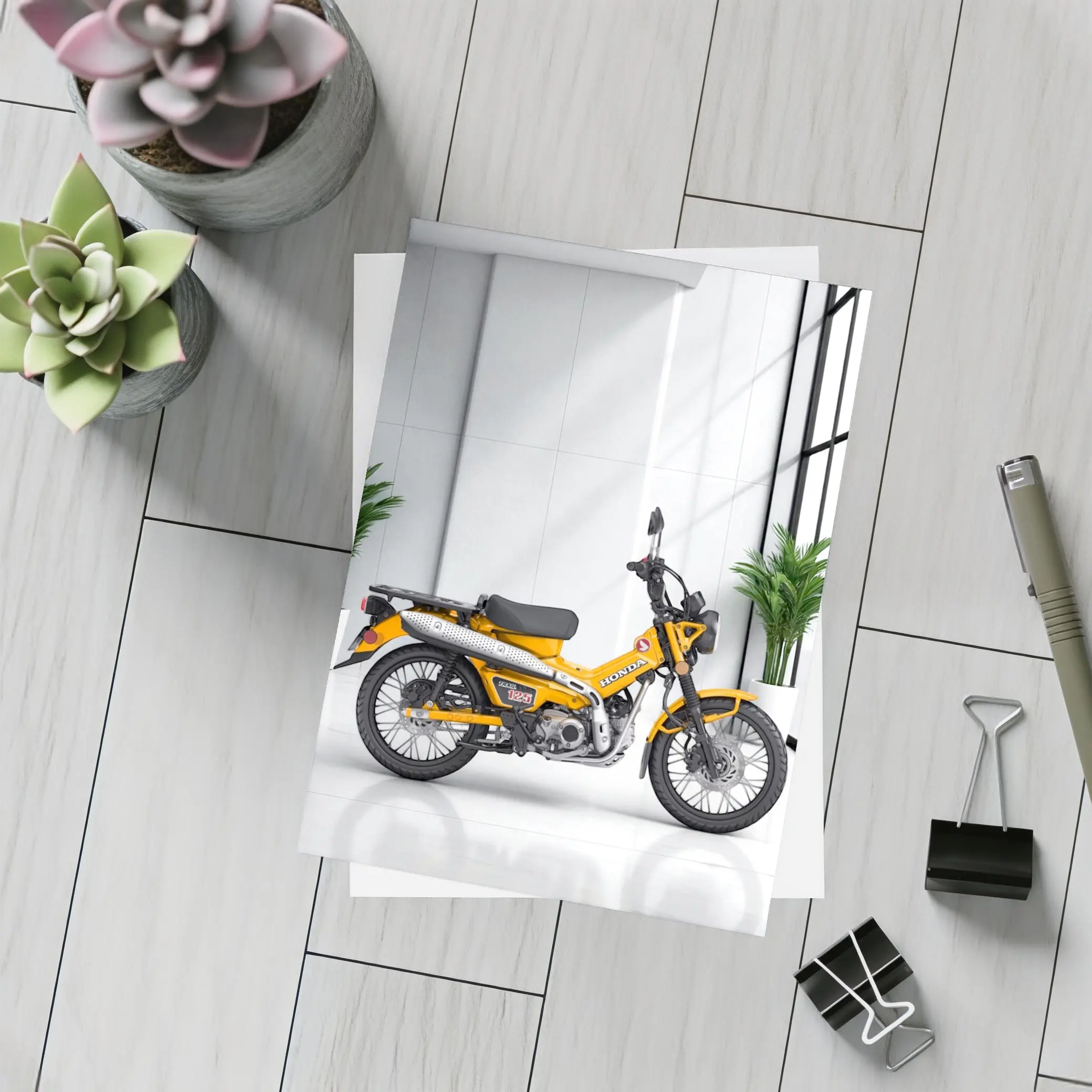 Honda Trail CT125 Orange Motorcycle White Studio – Postcards