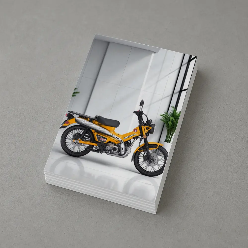 Honda Trail CT125 Orange Motorcycle White Studio – Postcards