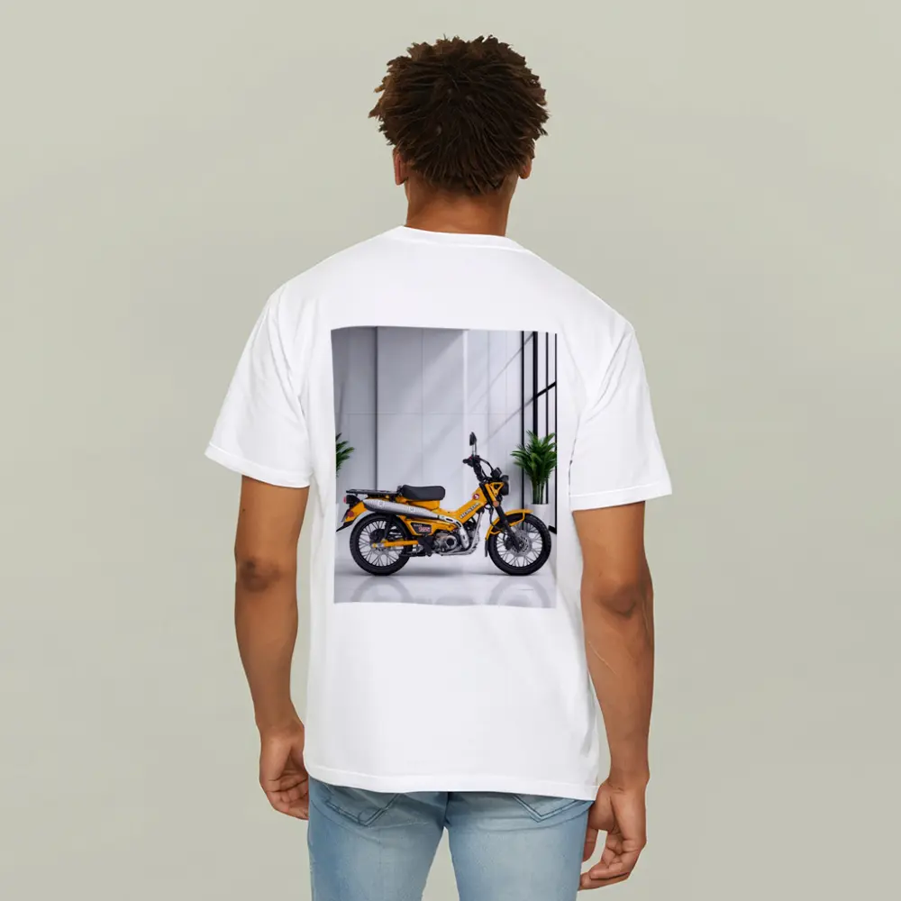 Honda Trail CT125 Orange Motorcycle White Studio – T-Shirts