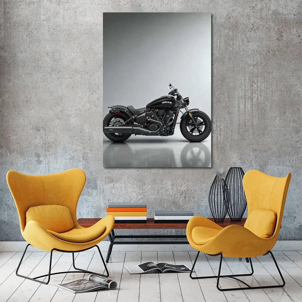 Indian Scout Bobber Black Motorcycle Studio – Wall Art