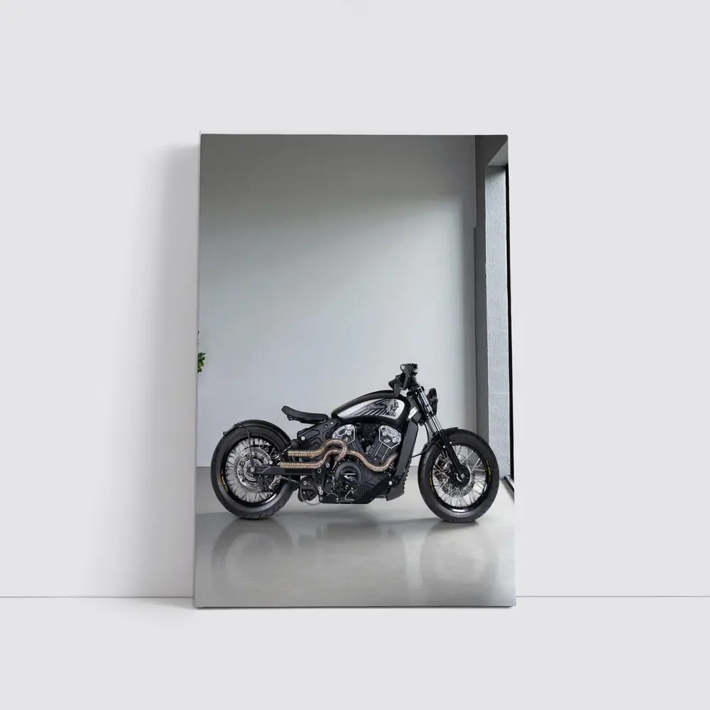 Custom Black Bobber Motorcycle Minimal Studio – Wall Art