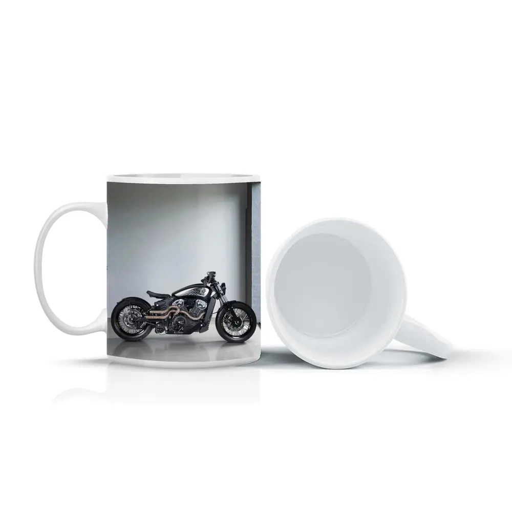 Custom Black Bobber Motorcycle Minimal Studio – Mugs