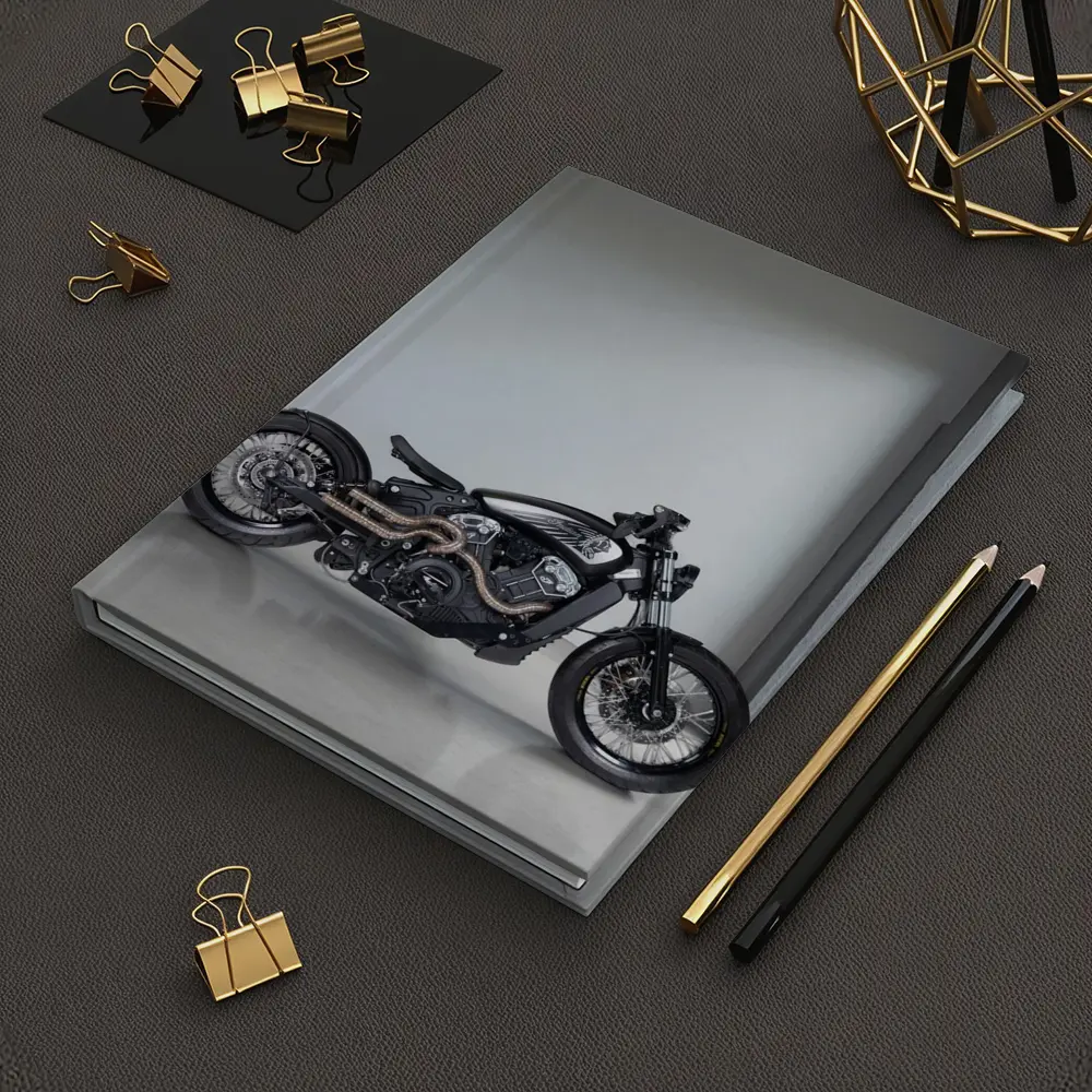 Custom Black Bobber Motorcycle Minimal Studio – Notebooks